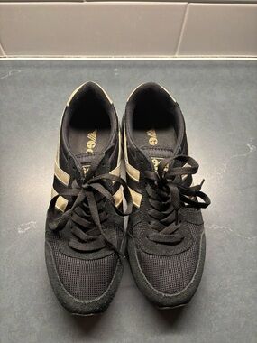 Gola Black Sneakers with Gold Stripes